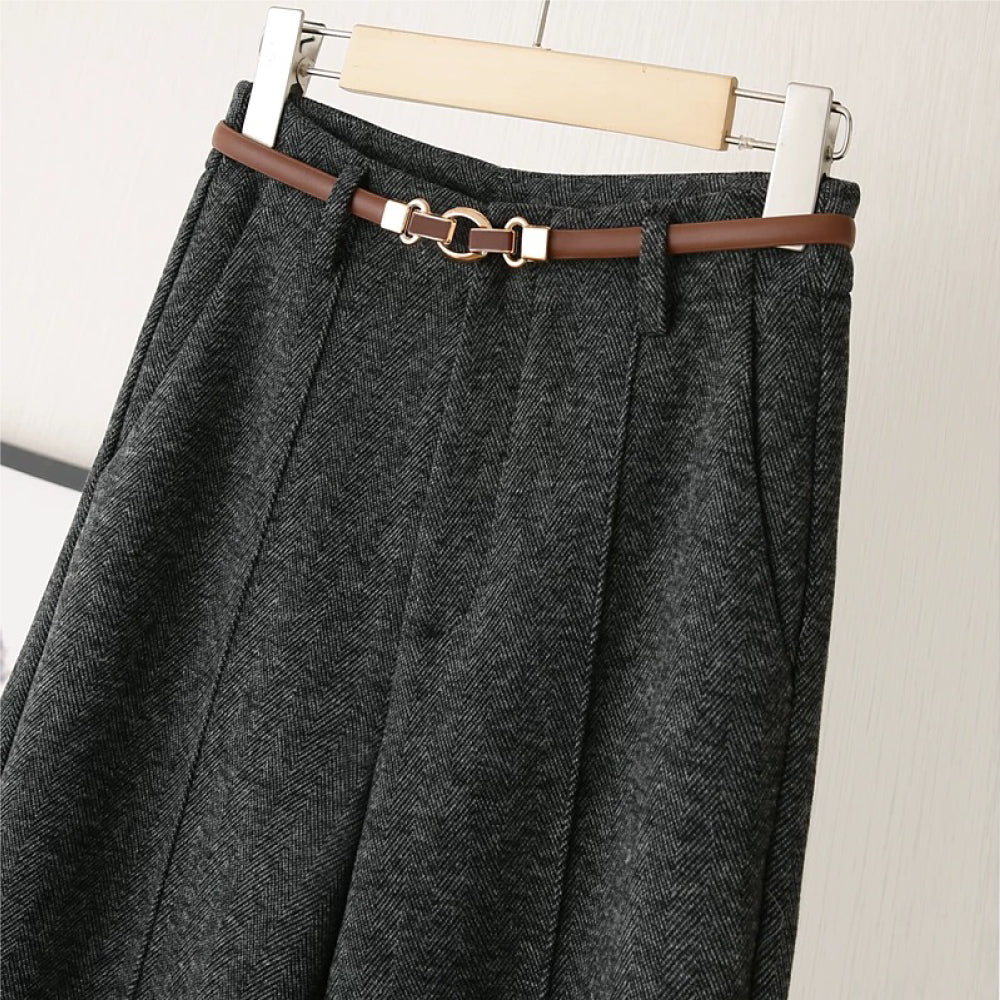 Straight Sheep Wool Leg Pants