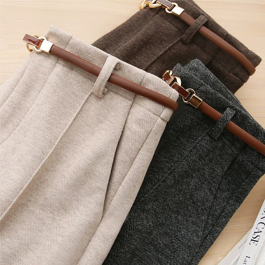 Straight Sheep Wool Leg Pants